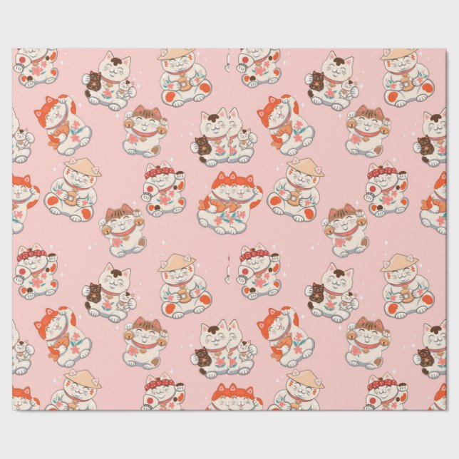 Papier Cadeau Cat Maneki Neko Motif (Couture)