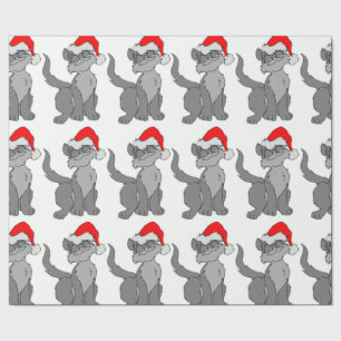 PAPIER CADEAU CAT PÈRE NOËL