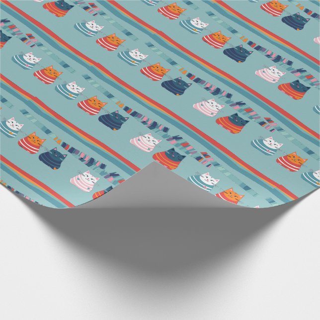 Papier Cadeau Cat Whimsical motif mou (Coin)