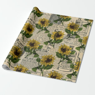 Papier Cadeau Catalogue Vintage et tournesols