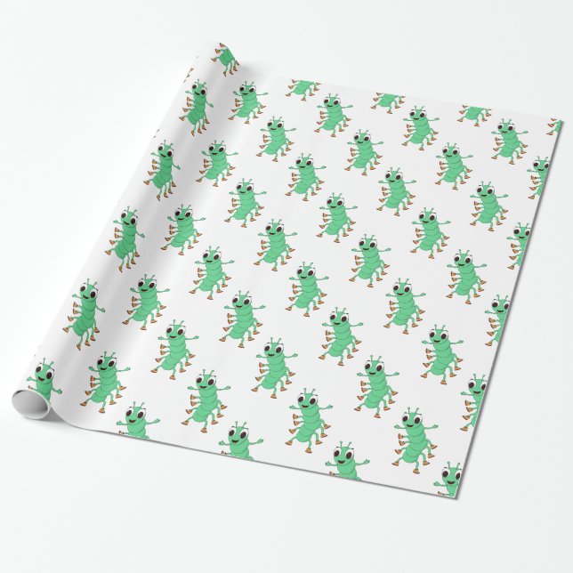 Papier Cadeau Caterpillar verte (Déroulé)