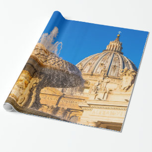 Papier Cadeau Cathédrale Saint-Pierre et fontaine Rome Italie