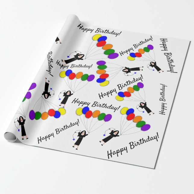 Papier Cadeau Catholique Nun Anniversaire Tissue Paper ll (Déroulé)