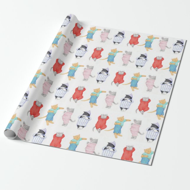Papier Cadeau CATS PAJAMAS Enveloppement papier (Déroulé)