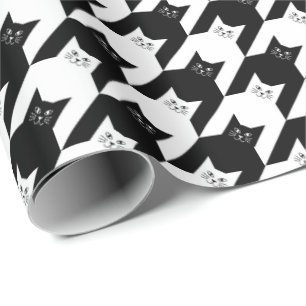 Papier Cadeau Catstooth Motif noir et blanc Houndstooth
