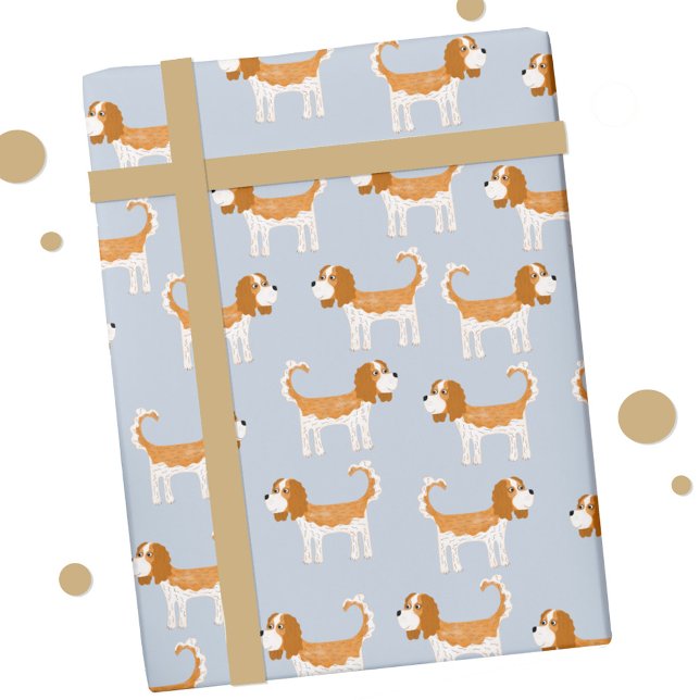 Papier Cadeau Cavalier King Charles Spaniel Chien (Cavalier King Charles Spaniel dog gift wrap paper roll)