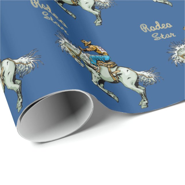 Papier Cadeau Cavalier occidental de Bronc de rodéo de papier (Coin rond)