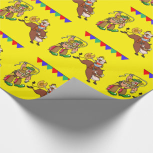 Papier Cadeau Cavalier occidental de Taureau et papier