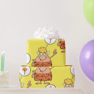 Papier Cadeau Cavewoman pense au bâton de feu