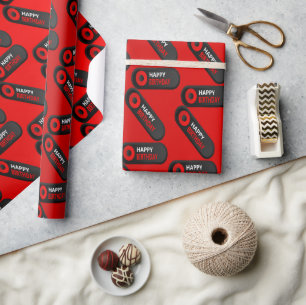 Papier Cadeau Célébration d'anniversaire moderne avec étiquettes
