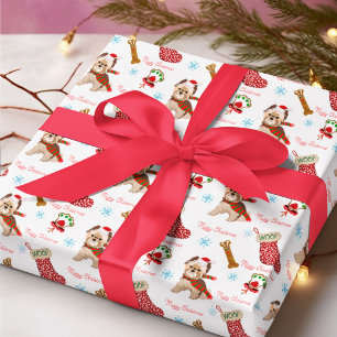Papier Cadeau Célébration de Noël avec Yorkie  