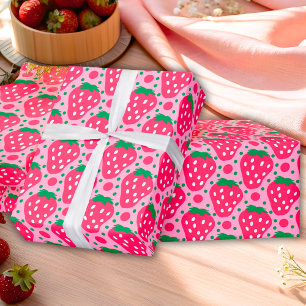 Papier Cadeau Célébration du premier anniversaire de fraise