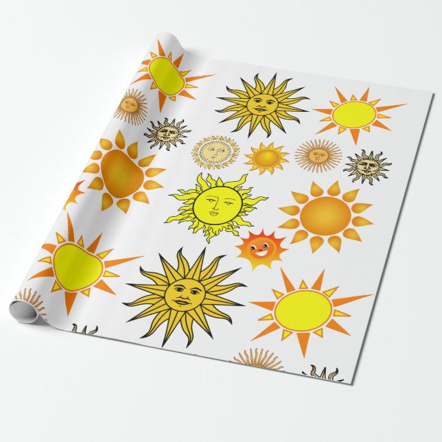 Papier Cadeau céleste Happy sun faces bande dessinée clipart (Déroulé)