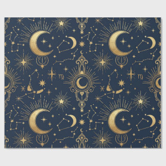 Papier Cadeau Celestial Gold Wrapping Paper