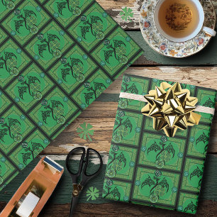 Papier Cadeau Celtique irlandais de dragon vert