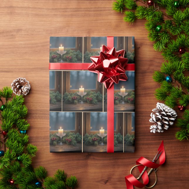 Papier Cadeau Centre De Noël Par Fenêtre Fermière (Cadeau de vacances)
