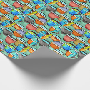 Papier Cadeau Céramique Cups café Motif aquarelle