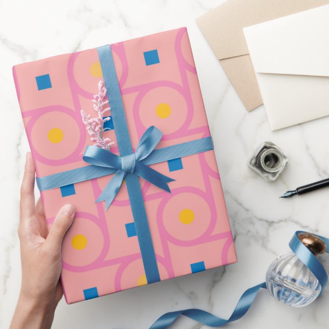 Papier Cadeau Cercle de verrouillage rose moderne du milieu du s (Cadeaux)