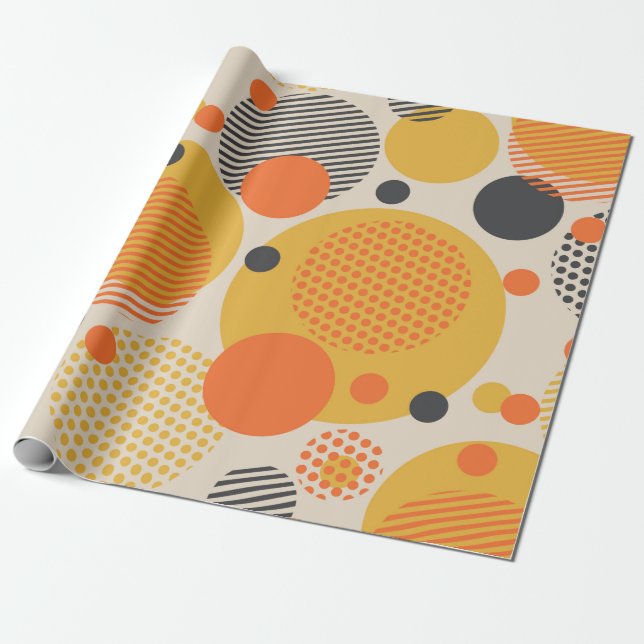 Papier Cadeau Cercle géométrique sans couture motif dans rétro 6 (Déroulé)