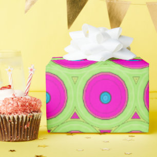 Papier Cadeau Cercles Abstraits Neon Rose Et Vert