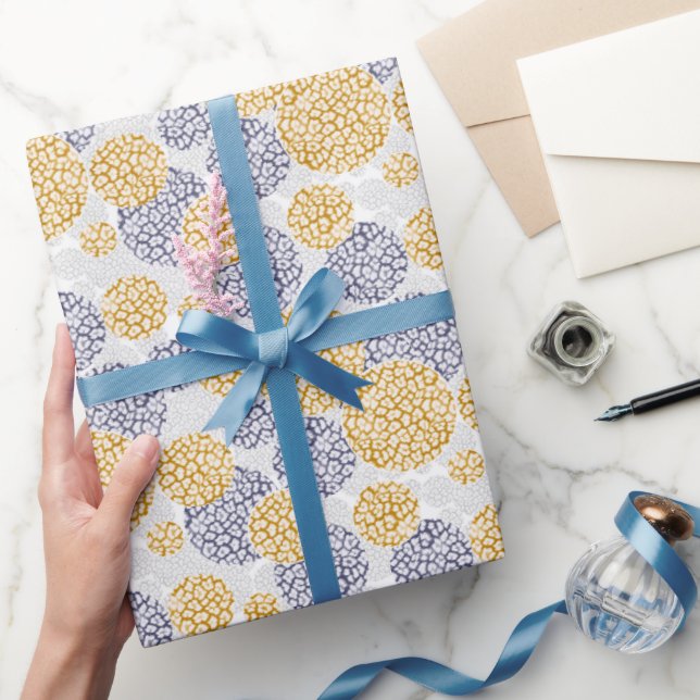 Papier Cadeau Cercles avec imprimé léopard jaune et bleu (Cadeaux)