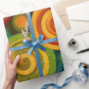 Papier Cadeau Cercles concentriques abstraits en multicolore vib