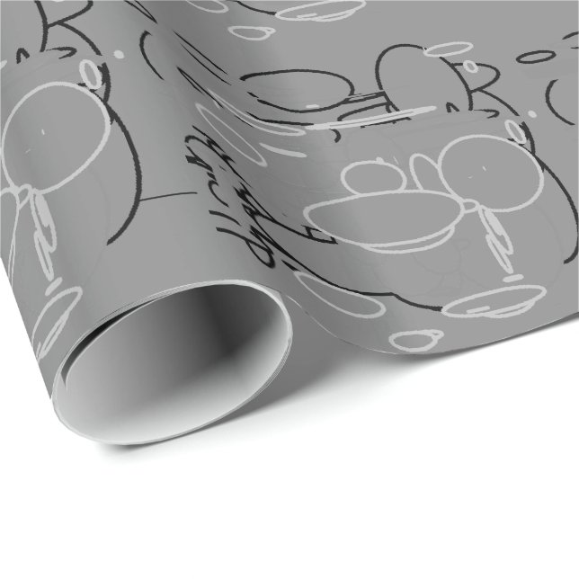 Papier Cadeau Cercles d'argent blanc noir, Art Arrière - plan gr (Coin rond)