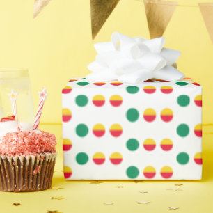 Papier Cadeau Cercles de points rouges jaunes verts simples