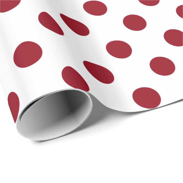 Papier Cadeau Cercles de pois de rouge cramoisi (Coin rond)