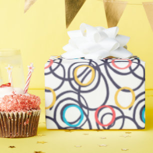 Papier Cadeau Cercles Dizzy Doodle Sur Blanc