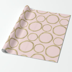 Papier Cadeau Cercles dorés et rose timide Moderne Tendance