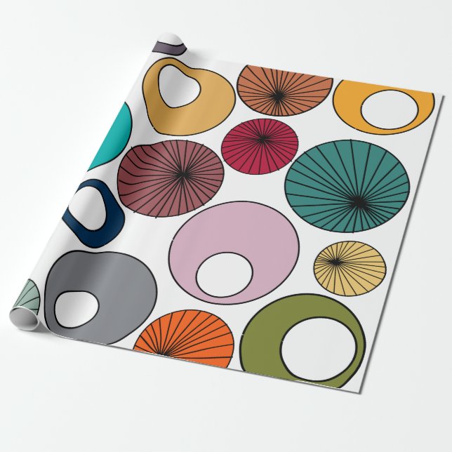 Papier Cadeau Cercles modernes du milieu du siècle  (Déroulé)