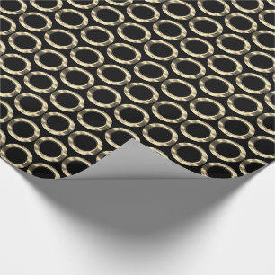 Papier Cadeau Cercles Motif Anneaux dorés Géométrique Or Noir