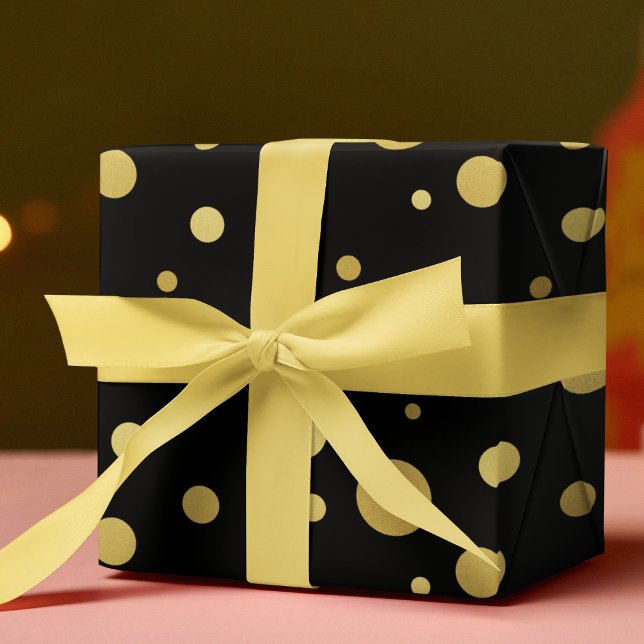 Papier Cadeau Cercles pointus élégants Motif Noir & Or (Créateur téléchargé)