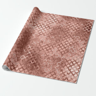 Papier Cadeau Cercles Rose Or Rose Pailletés Luxe Étincelant