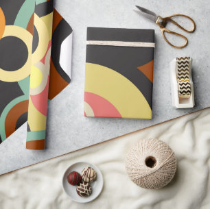 Papier Cadeau Cercles super rétro motif Mid Century Abstrait
