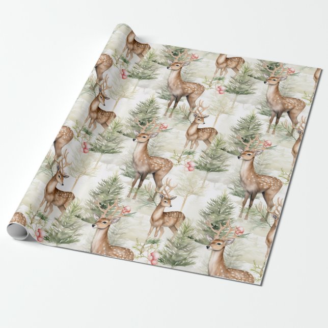 Papier Cadeau Cerf de Noël (Déroulé)