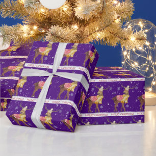 Papier Cadeau Cerf Joyeux Noël sous les flocons de neige