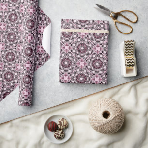 Papier Cadeau Cerise Blossom Dusky Rose Dot Mandala Diamond Carr