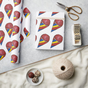 Papier Cadeau Cerise Rouge Rasé Ice Sno Snocone de neige Snocone