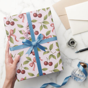 Papier Cadeau Cerises d'aquarelle avec cou - Elégant Fruit