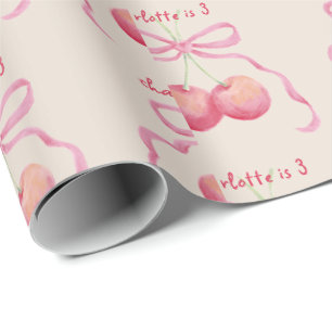 Papier Cadeau Cerises et nœud papillon enfants personnalisés 