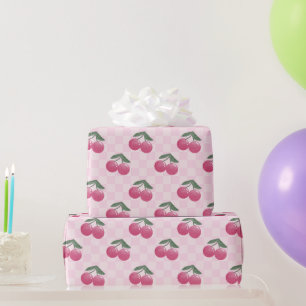 Papier Cadeau Cerises roses Y2K Jote Motif rétro