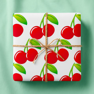 Papier Cadeau Cerises rouges vives mûres