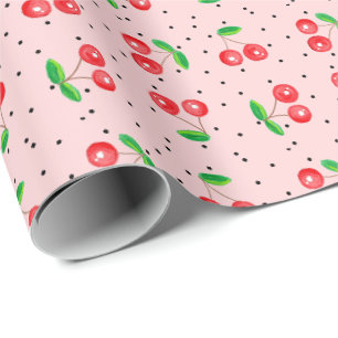 Papier Cadeau Cerises sur PINK