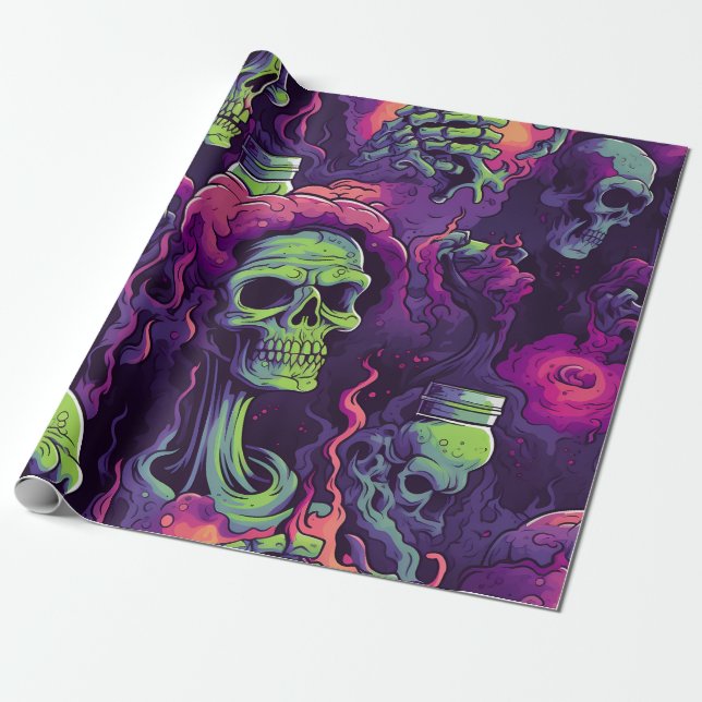 Papier Cadeau Cerveaux de boisson zombie (Déroulé)