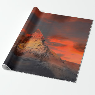 Papier Cadeau Cervin de montagne alpin emblématique au coucher 