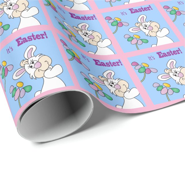 Papier Cadeau C'est lapin de temps de Pâques (Coin rond)