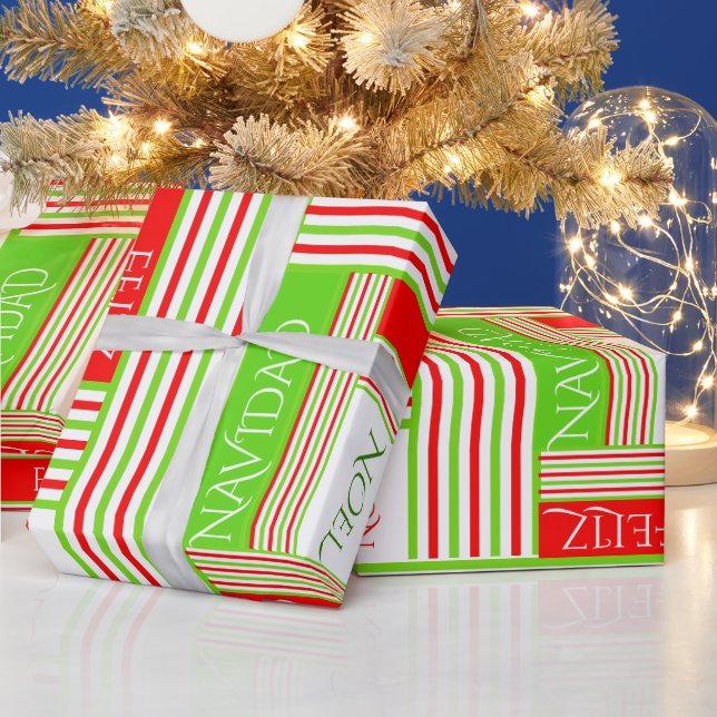 Papier Cadeau C'est Noel Motif rayé Joyeux Noël (Vacances)