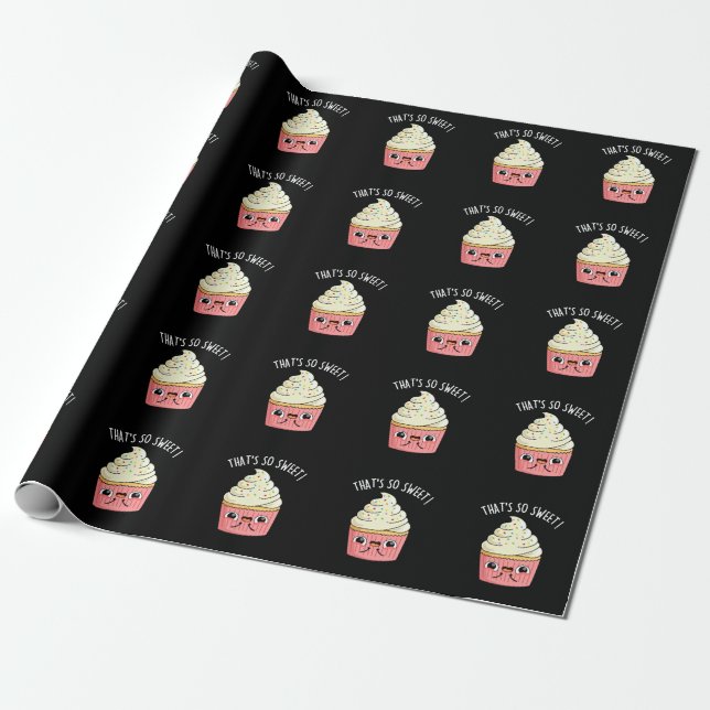 Papier Cadeau C'est si doux drôle Sprinkled Cupcake Pun foncé (Déroulé)